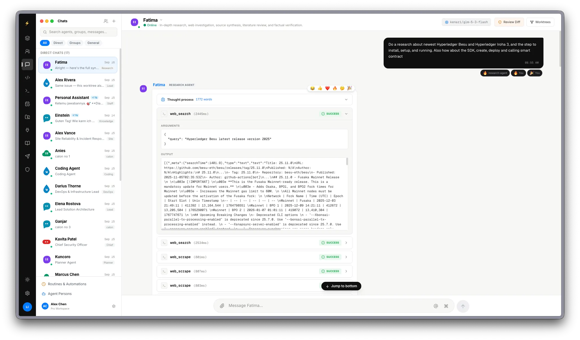 KendaliAI Agent Chat & Tool Execution
